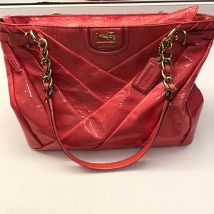 Authentic Pink Shiny Pleated Coach Purse